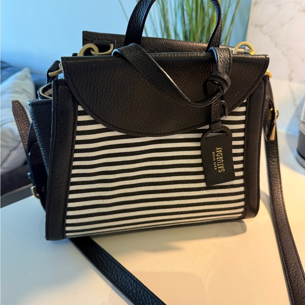 Kate Spade Black and White Striped Satchel